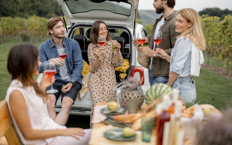 amigos degustando vino